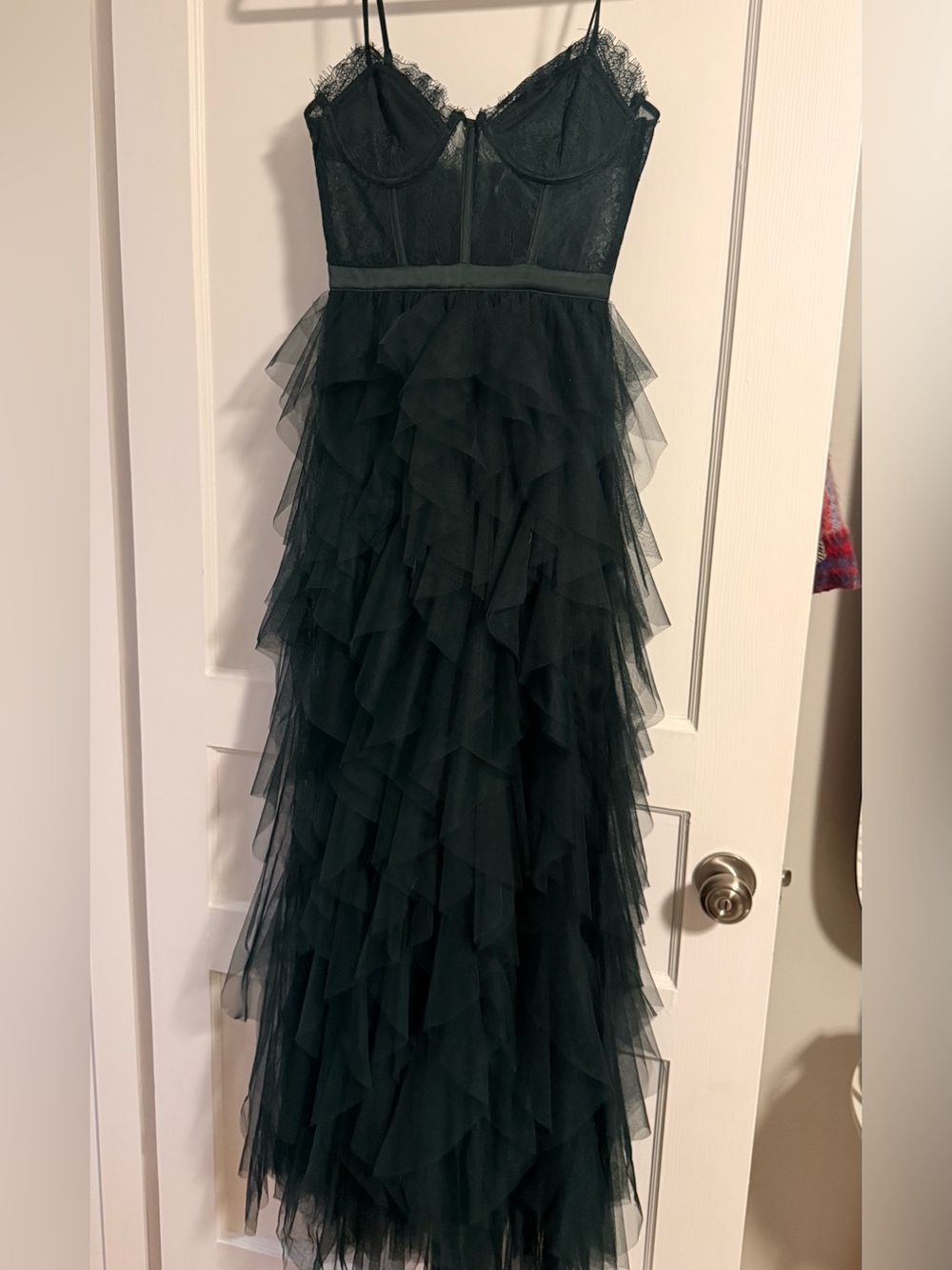 Altar'd State Hunter Green Lace Dress with Scalloped Edge
